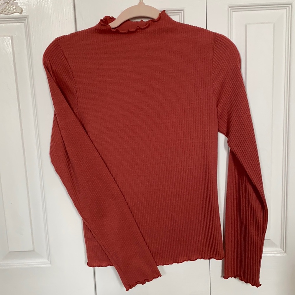 Thrifted Rustic, orange turtle neck